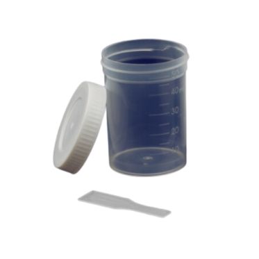 Coletor de urina individual 50mL translúcido tampa branca 1000und/cx Cralplast 