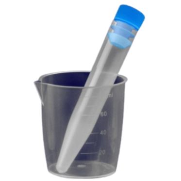 Kit p/ coleta de urina estéril (1 frasco de coleta + 1 tubo 10mL em PP + 1 tampa de pressão interna azul) 900und/cx Cralplast 